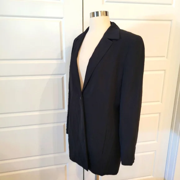 JOSEPHINE CHAUS VINTAGE BLACK LONG BLAZER ONE BUTTON SIZE 10 CIRCA 80'S - Picture 4 of 13